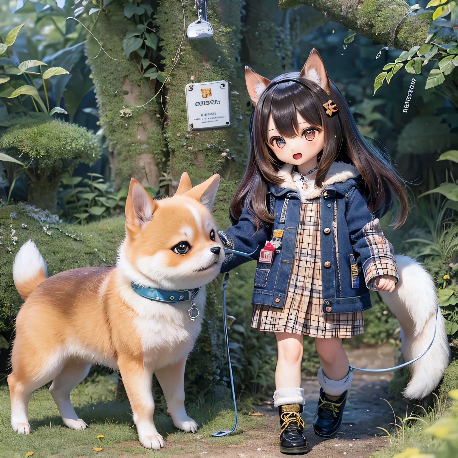 shiba inu girls chibi Walking on a leash with girls