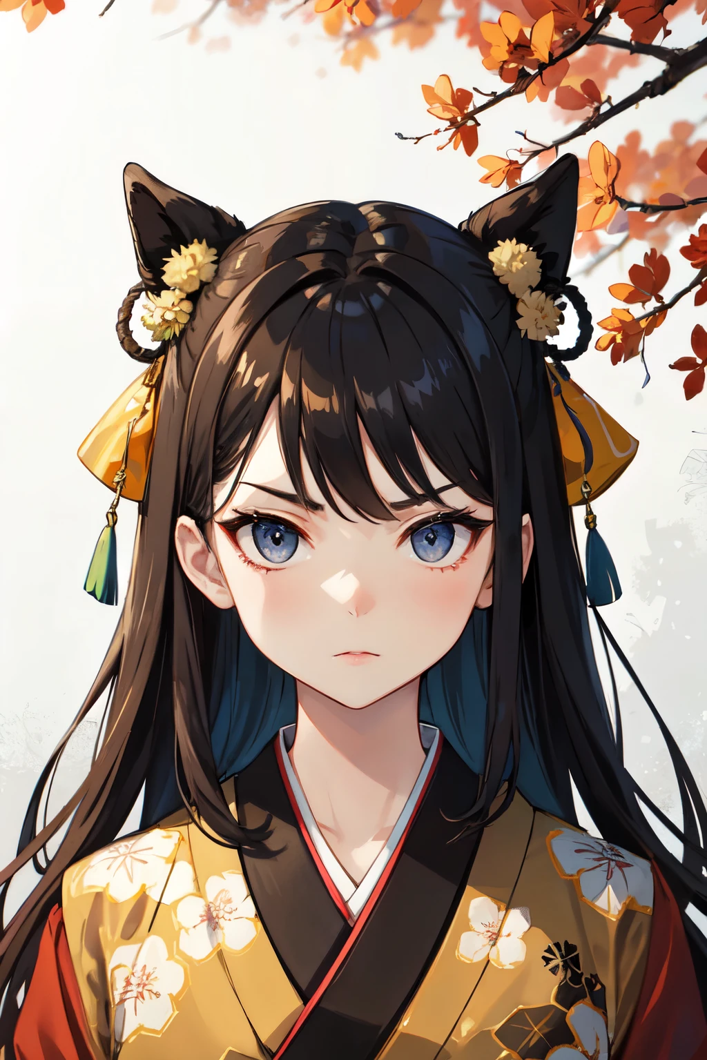kimono,calligraphy,serious expression,((highest quality)), ((masterpiece)), (be familiar with), perfect face