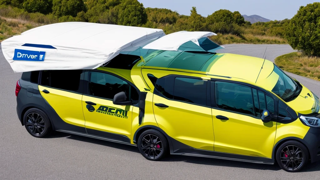 Generate a logo for your car rental company "DriveON Rent-A-Car". The logo must include a car with the company name on the front doors and hood.
