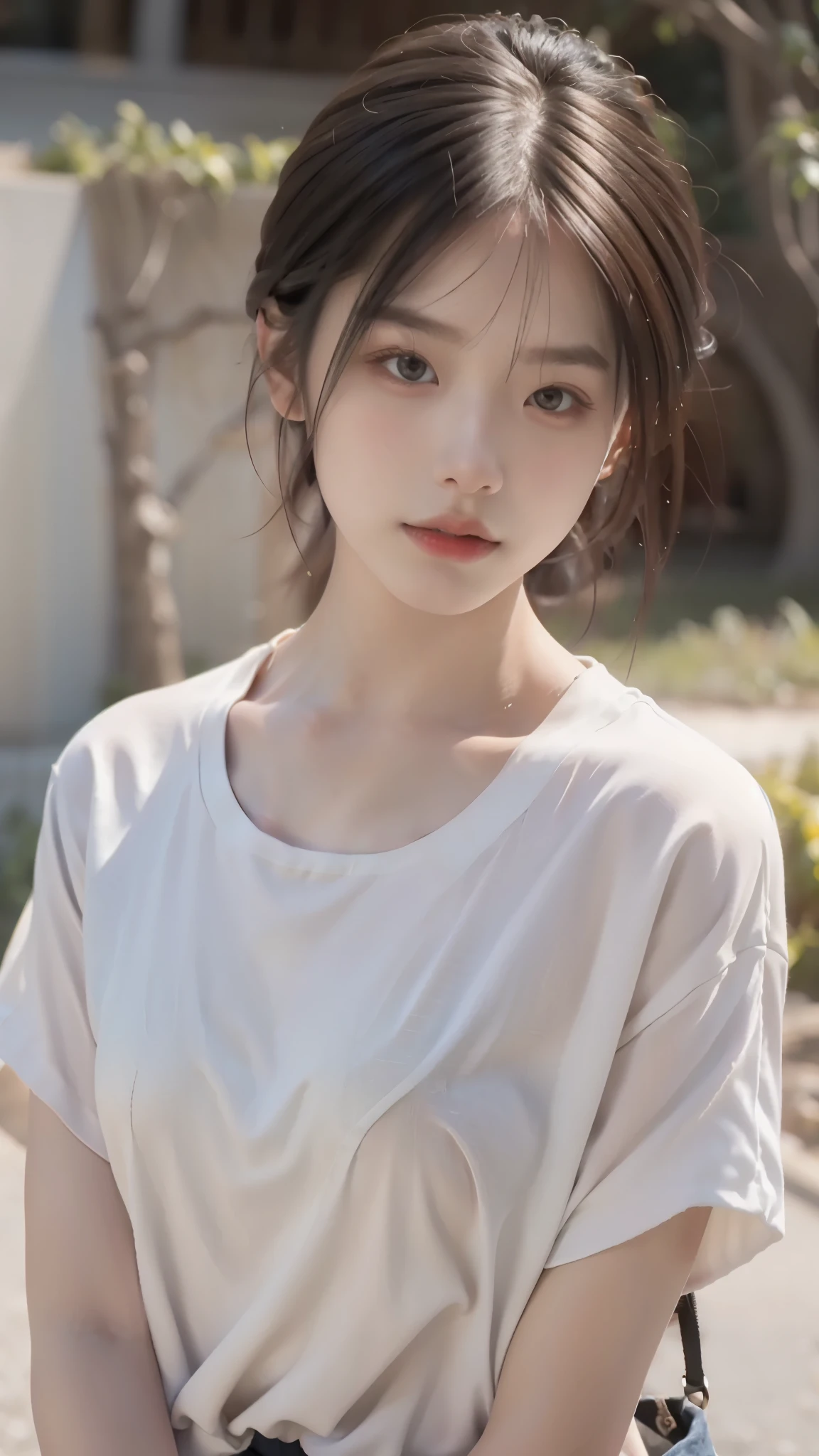 最high quality, masterpiece, 超High resolution, (realistic:1.4), Raw photo, 1 girl,, short hair,, (masterpiece, 最high quality, high quality, High resolution, Super detailed),Blurred feeling,white shirt