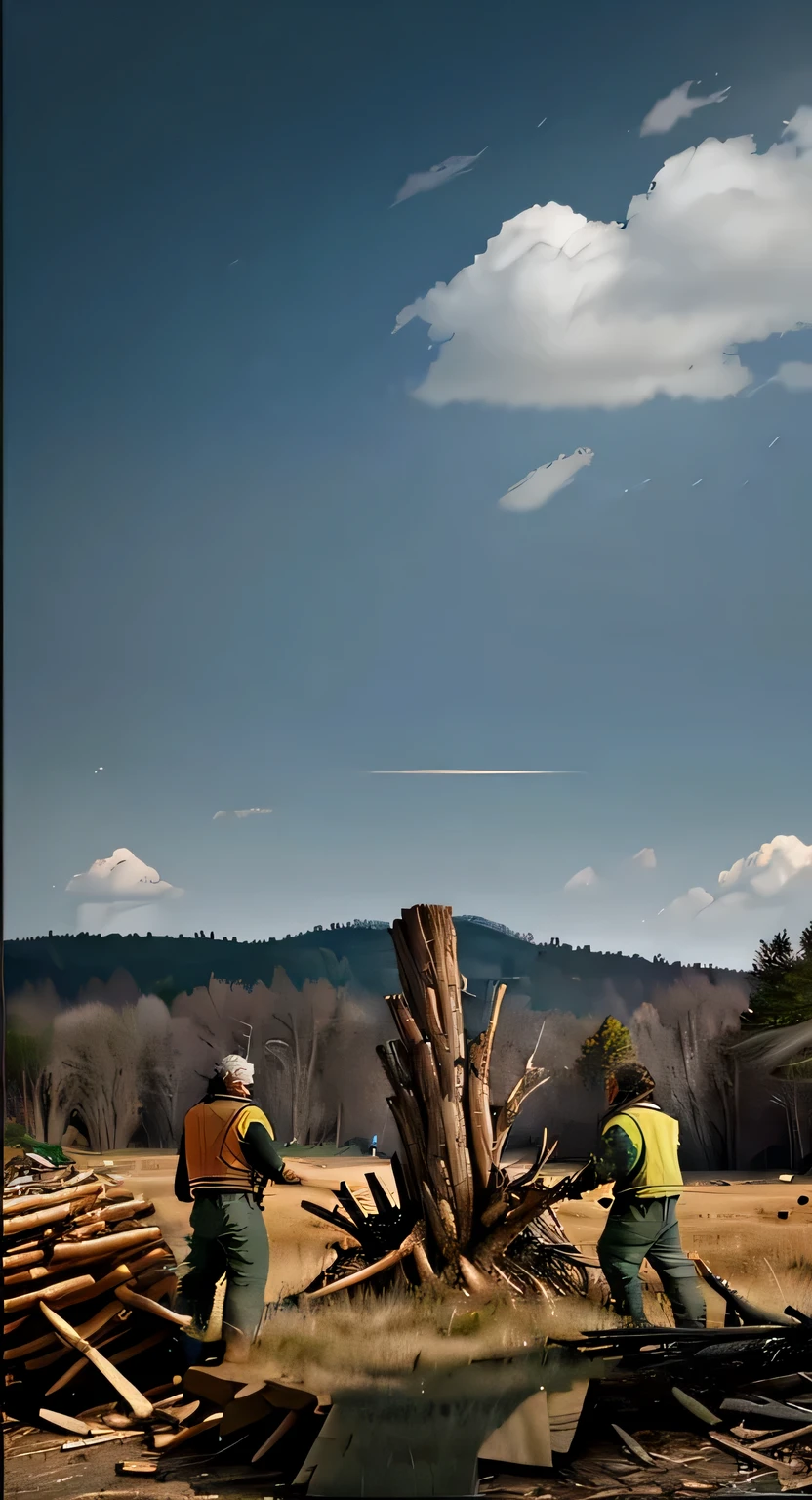 a pile of wood
