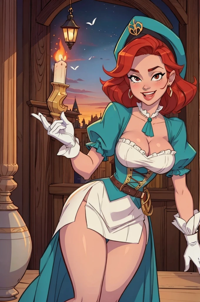 A sexy/cute, historicially acurate dickensian lady sweet/wholesome skinney , Traditional/conservative dress. Exudes love, conservative values. Thick Red hair. elegant dickensian dress. , fair-skinned woman, view viewer, Face Madura, Delicate gloves,, attractive look, impressive woman, romantic mood. Excited, happy, smileing, laughing.. Prudishly dressed. Jumping up and down. Nina Debrov
