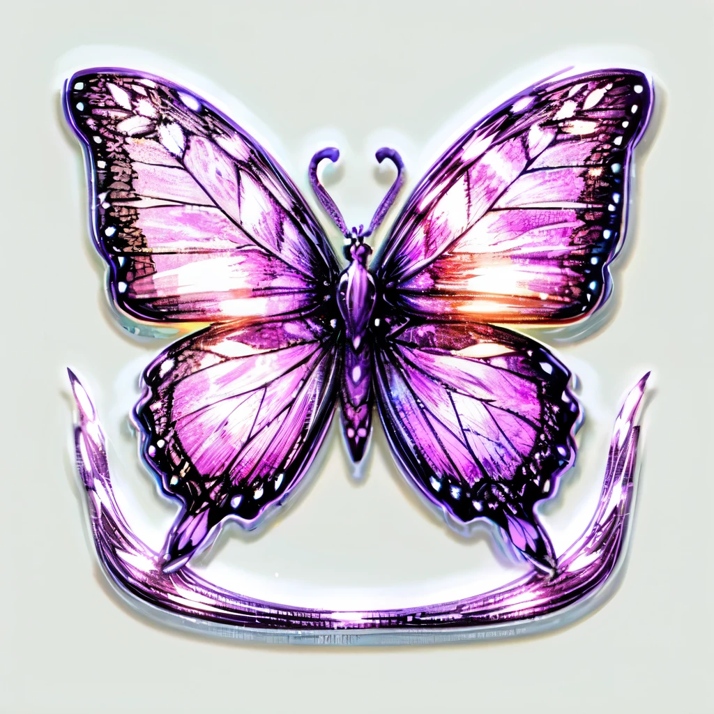 Butterfly, white background, neon butterfly, sticker, purple butterfly, graceful butterfly, Glass butterfly, elaborate butterfly,