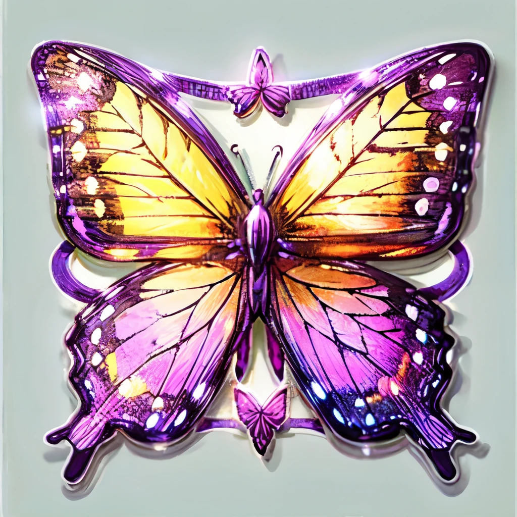 Butterfly, white background, neon butterfly, sticker, purple butterfly, graceful butterfly, Glass butterfly, elaborate butterfly,