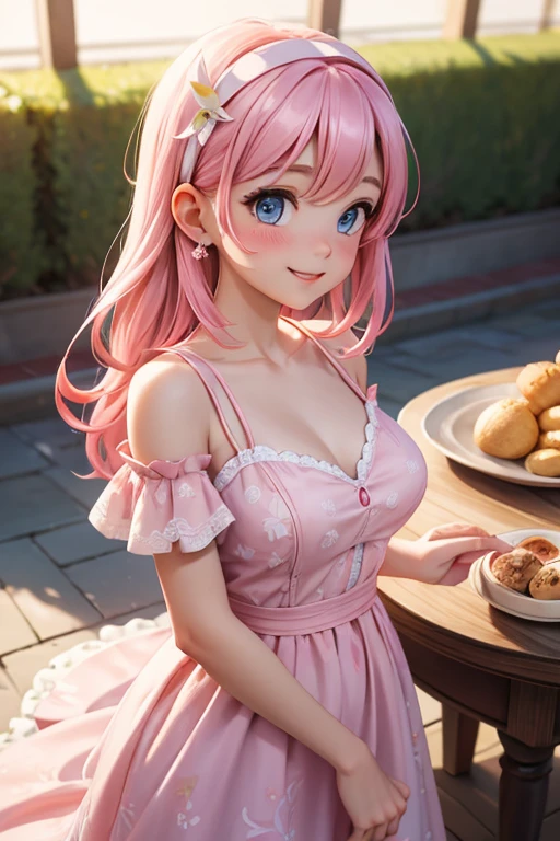(((Lily Garden,Wearing a gorgeous pink dress、Woman with lily,Lily pattern clothes,Lily hair accessories,Lily Piercing,Pink lily))),((solo,stroll)),((on the table,cowboy shooting,perspective from above,broad background,Far corner)),Beautiful and delicate skin,Perfect human anatomy,perfect hands,beautiful boob,droop ,Portrait of a beautiful woman,perfect face,(Lovely smile,A big smile),cute look,cute emotions,think,(blush),seductive lips,perfect eyes,cinematic scene,cinematic,Full Color,4K,8K,original photo,Studio Portrait,Professional color grading,Professional photography,(Extremely exquisite and beautiful art)1.3,elegant,activity angle,soft light,lens glow,soft clean focus,Realistic lighting and shadows,best quality,top quality,high resolution,(1 girl in:1.3)