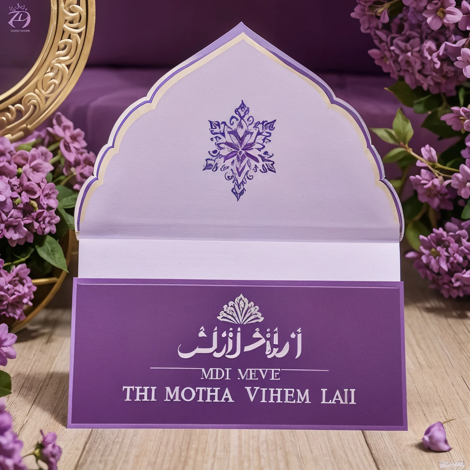 Eid mubarak card, ramadhan vibes, lilac main colour, add sentence Selamat Idul Fitri Mohon Maaf Lahir Batin in bold