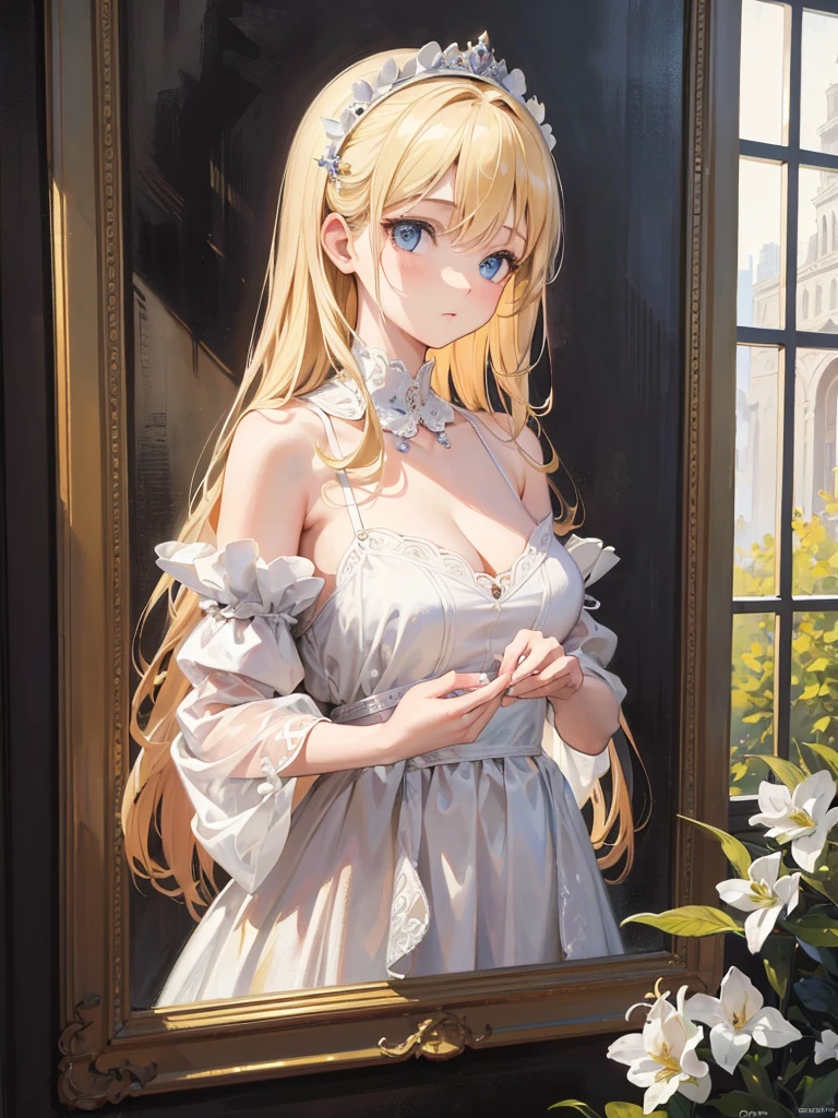 masterpiece, best quality, an extremely delicate and beautiful girl,an extremely delicate and beautiful, world masterpiece theater, ultra-detailed, highly detailed, best quality, blonde hair, highres, extremely detailed,1girl, best quality, illustration, looking at viewer, impasto, canvas, oil painting, realistic, realist ,real