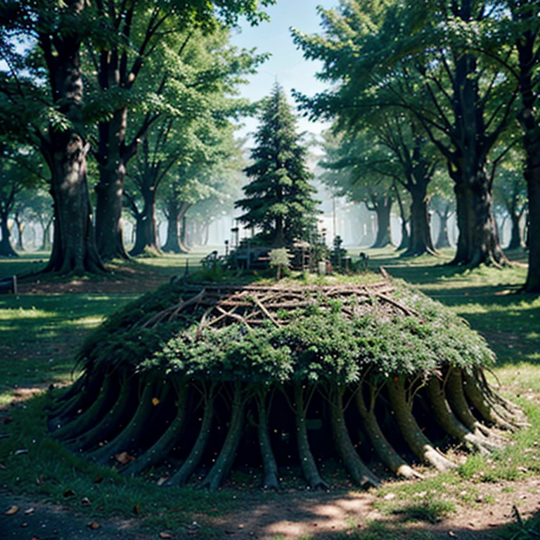 Photo of a magical forest city from the future.