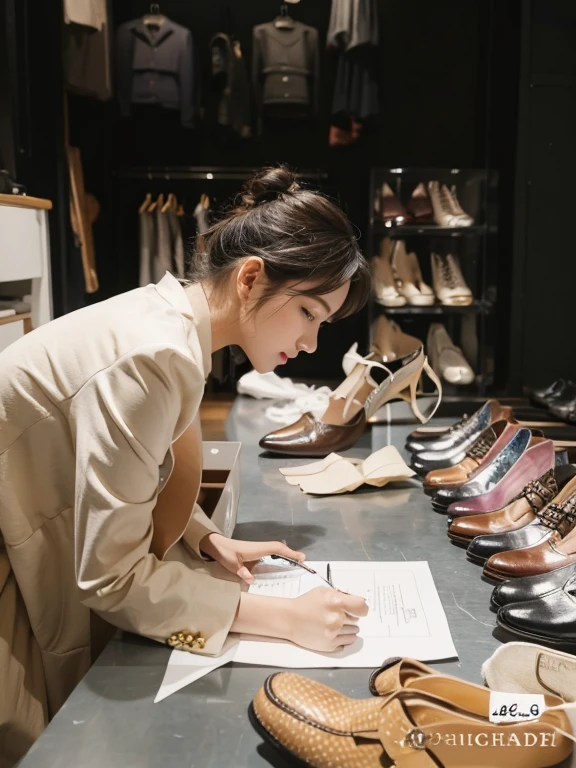 Girls designing and making high-end shoes
