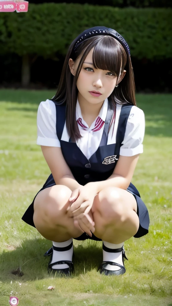 18 Year Old Girls Pussy - Arafed asian girl in a school uniform crouching down on the grass - SeaArt  AI