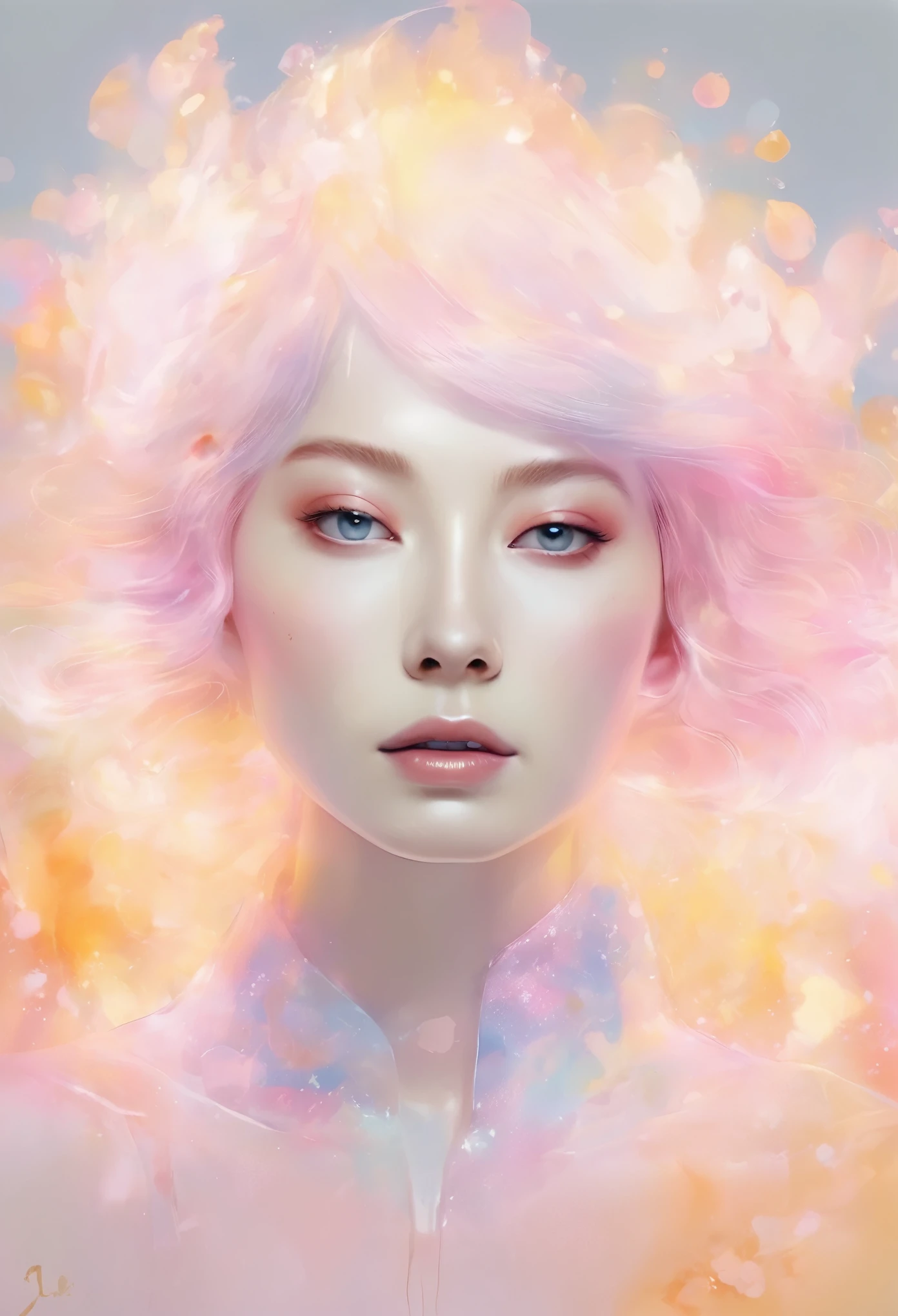 Agnes Cecil's《woman》, Luminous design, pastel colors, ink drops, autumn lights