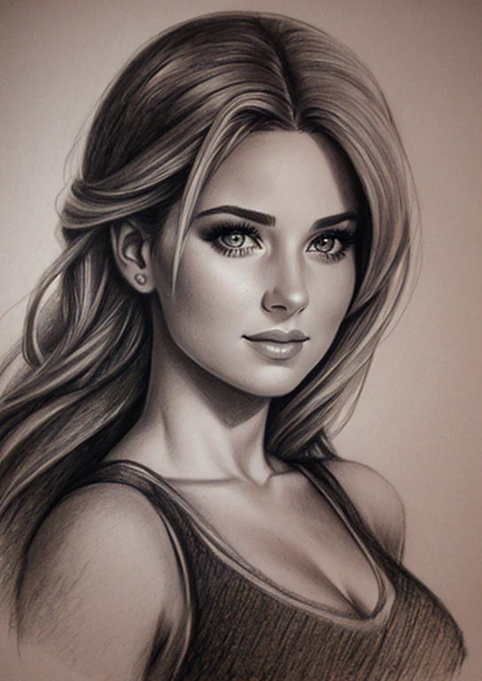 realistic charcoal pencil drawing of actress