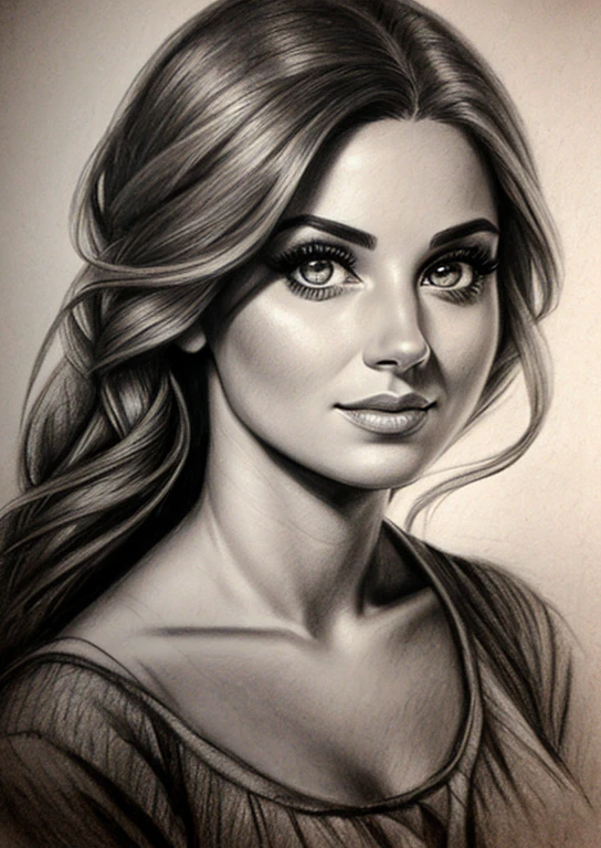 realistic charcoal pencil drawing of actress