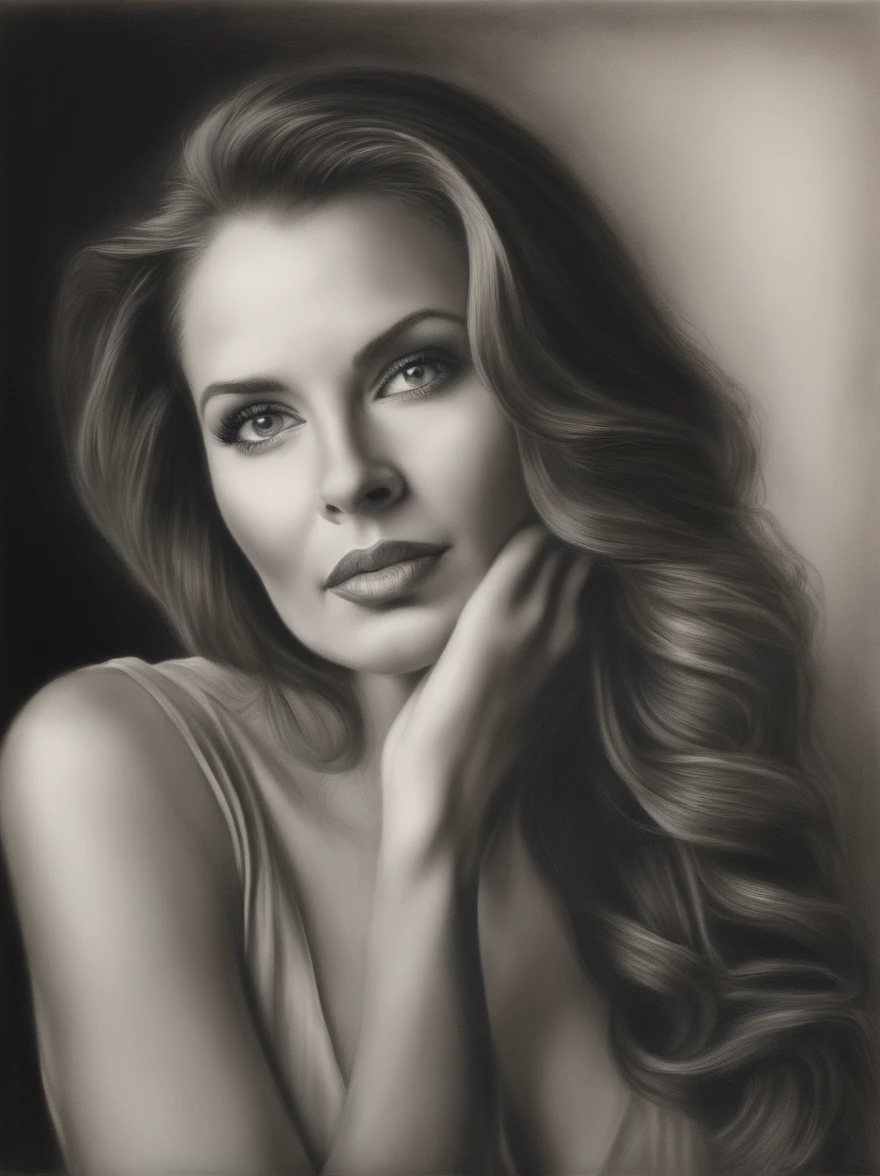 realistic charcoal pencil drawing of actress 