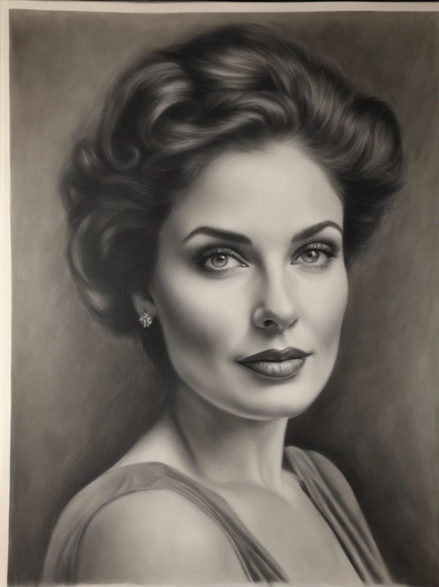A delicate, oil painting portrays, a nude young beautiful Ava Gardner, medium firm breasts, round and firm nipples, standing bare feet without background, The framing is tight, focusing attention on the subject's serene face. Soft, feathery strokes convey the gentle texture of her hair,