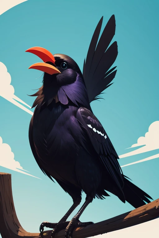Create a dizzy and funny character illustration of a crow