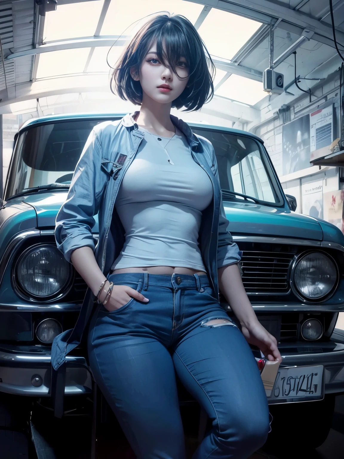 Photorealistic, high resolution, 1womanl, Solo, Hips up,view the viewer, (Detailed face), black hair,red eyes ,uniform black skirt ,detailed face super 4k