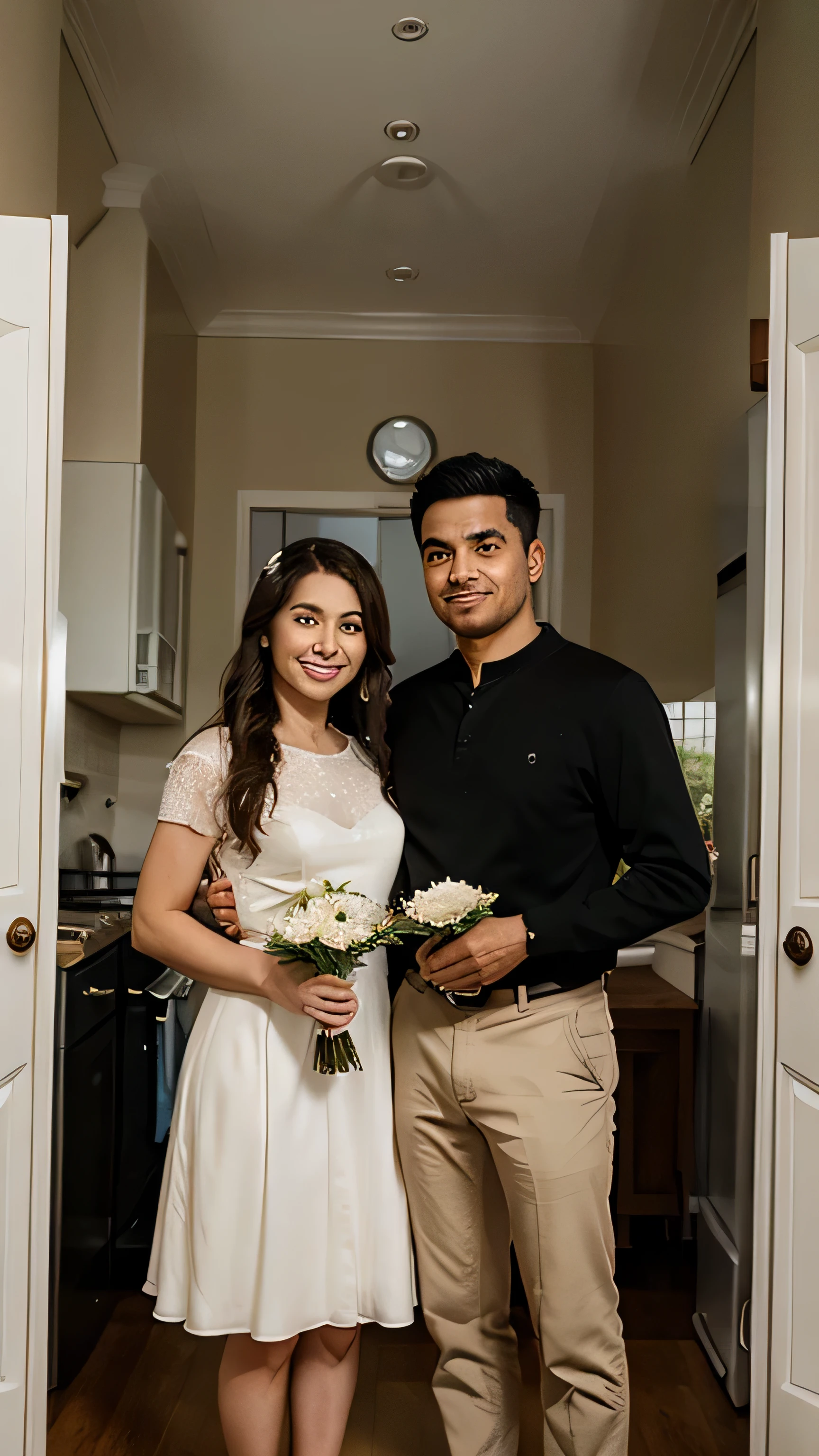 married couple pose in standing face camera