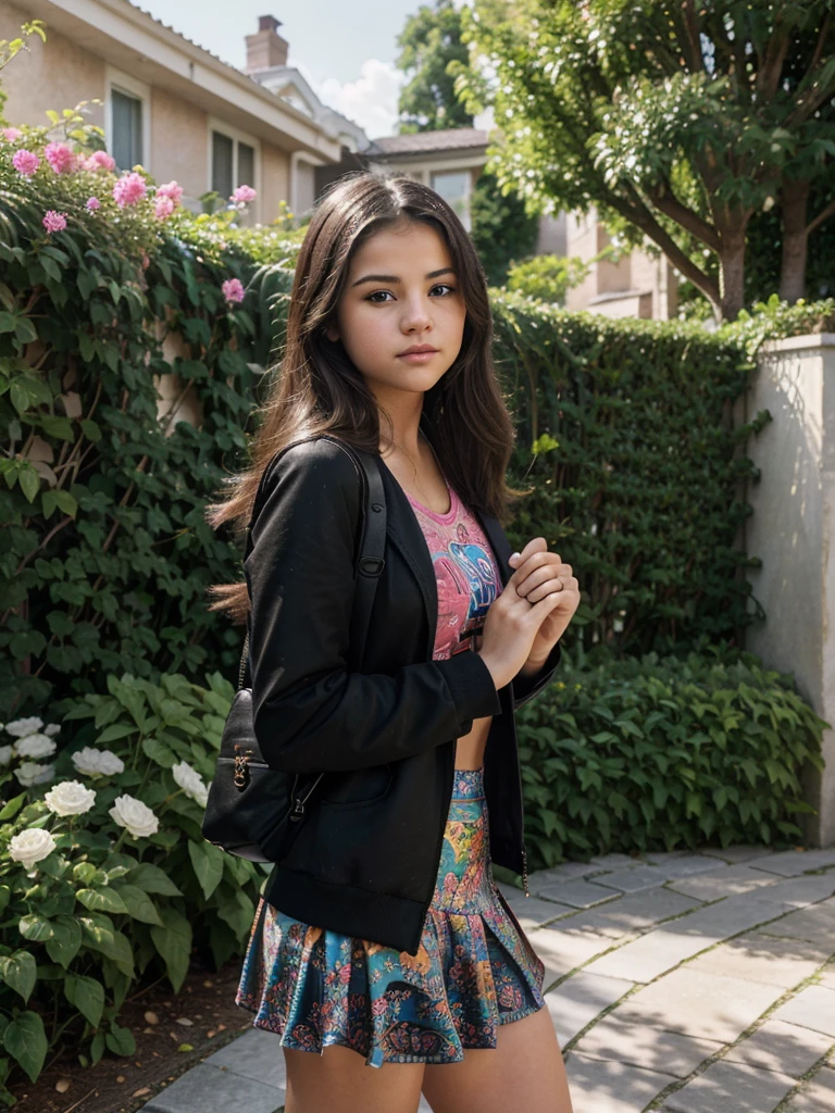 1girl,Wearing colorful dresses,(((Bottom view))),athletic sneakers,Shallow space,Urban architectural background,Sit Pose,Best quality, Masterpiece, 8K,depth of fields, under thigh visible.