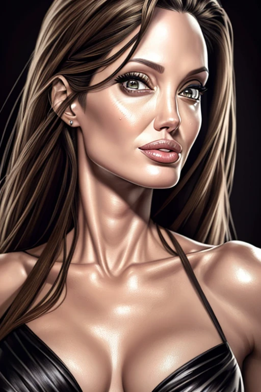 realistic drawing of Angelina Jolie, UHD, retina, ccurate, anatomically correct, anatomically correct, textured skin, super detail, high details, high quality, award winning, 1080P, 4K