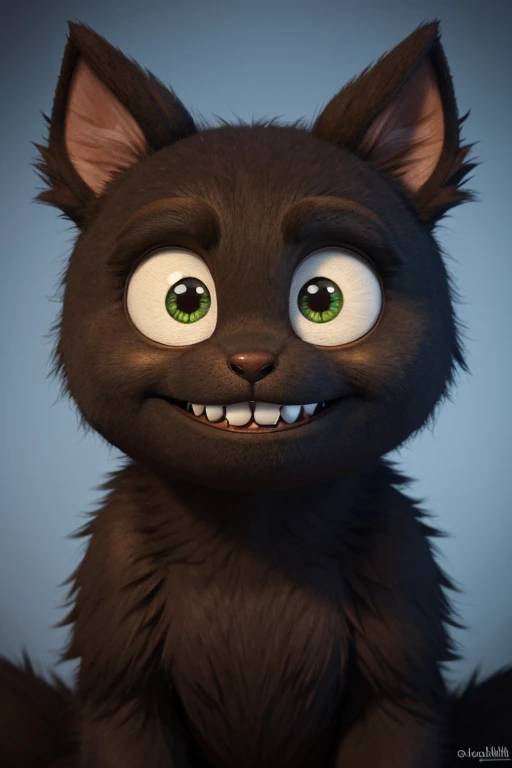 a close up of a furry monster with a big smile, beautiful 3d rendering, adorable digital painting, furry friendly monster, cute monster character design, cute monster, portrait of a cute monster, cute pixar character design, cute forest creature, adorable glowing creature, cute cartoon character, monster character design, cute creature, cute detailed digital art, cute digital art, cute pixar character