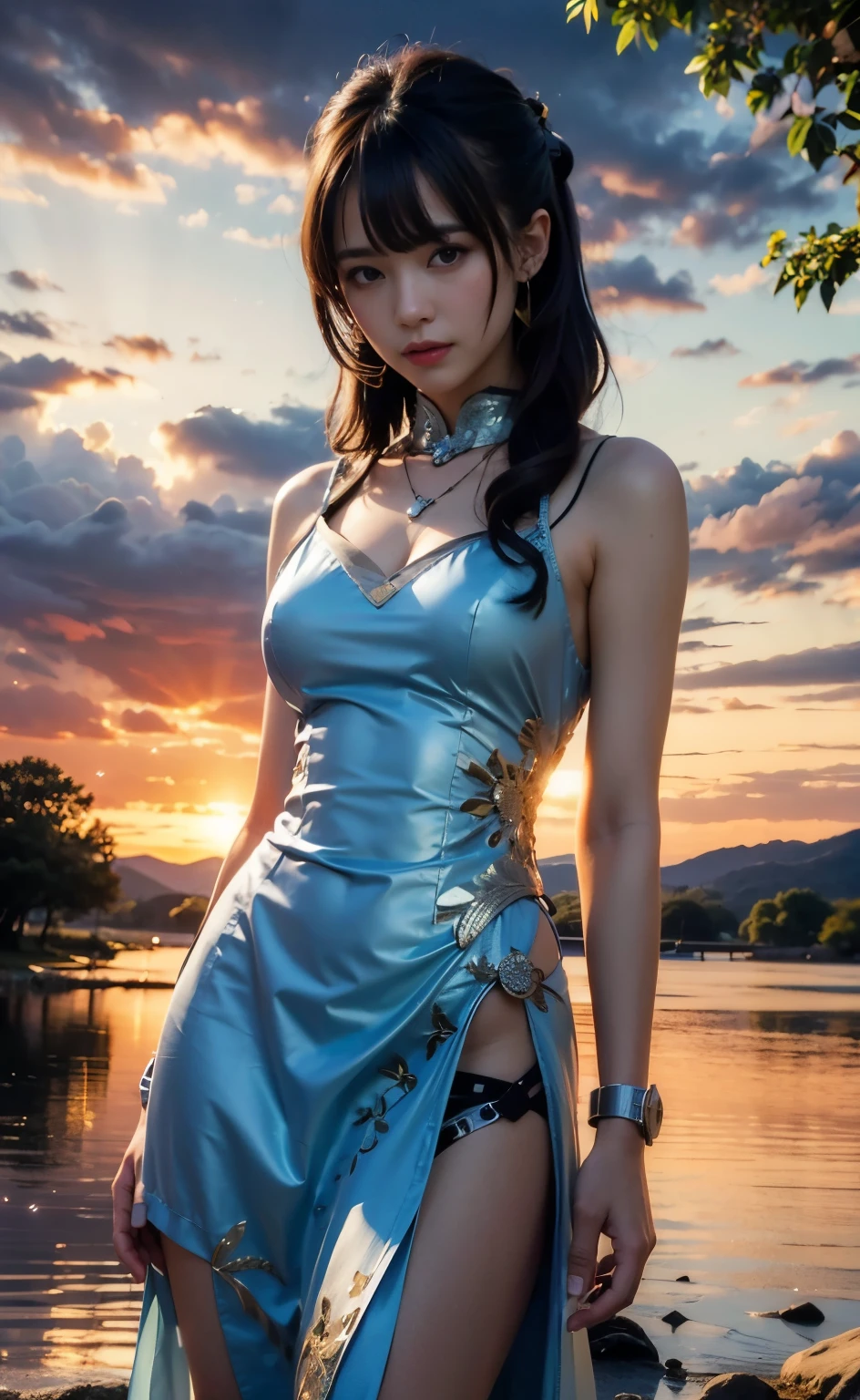 (highest quality,High resolution,masterpiece:1.2),mechanical,Hydraulic cylinder,samurai armor,Japanese sword,beautiful girl,twin tails,silver hair,realistic,photorealistic:1.37,photo shoot,Super detailed,hyper-realistic textures,full body,battlefield