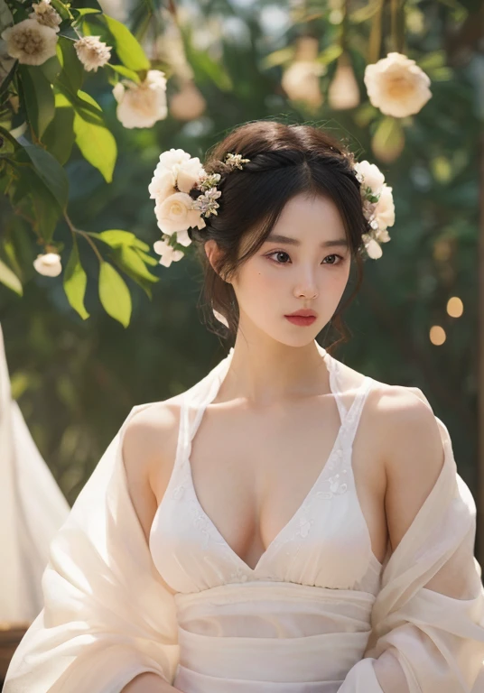 (daydream), 1girl, (beauty breast (upper body)), 1girl, transparent wear, (erotic_, (masterpiece)), kim Yoo-jung, (aphrodite goddess), pretty young face (Russian) (Asian), adept art, very best quality detailed face:1.5, eden (blur background),(8k HD graphic, (soft and chill light), best quality detailed ultra highres:1.2 dynamic lighting, artstation, winner photography, volumemetricslighting),