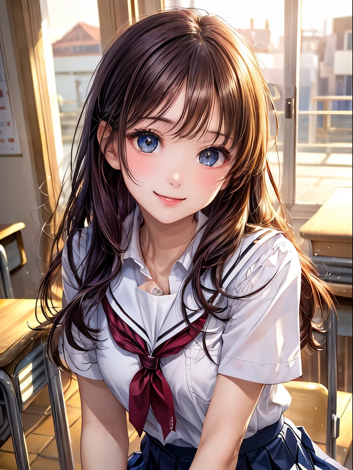 (((high quality,masterpiece,4k,8k))),one girl,cute girl,medium length hair,(((nude))),smile,shiny color,special ditails,long eye lashes,big eye,blue eye,church,, very cute, amazing face and eyes beautiful nice smile), (Highly detailed beautiful face), bright and glossy lips, (school uniform, pleated skirt:1.3), real skin texture, intricate details,RAW photo, professional photos, cinematic lighting, expose,