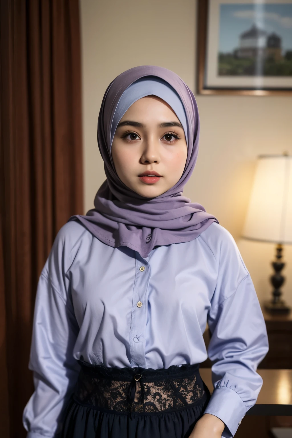 (((HIJAB MALAY GIRL))), masutepiece, High quality, UHD 32K, Realistic face, Realistic skin feeling , A Japanese Lady, 8 years old, , Very cute and baby-like face, (((FLAT CHEST))), (MATRIX WORLD), ((look In front  at the camera and SADNESS)), ((())), (((CUTE GIRL))), ((TRANSPARENT)), ((BLACK LIPS)), ((LIGHT PURPLE)), ((LINGERIE)), ((CHUBBY)), (undress, 