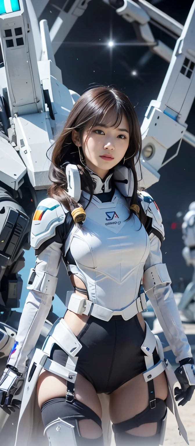 arafed woman beautiful asian girl, IG model | art germ, asian girl, black-haired girl wearing a hoodie, japanese girl(highest quality, 8K, 32k, masterpiece, UHD:1.3), (Attractive Japanese woman photo),  (long wavy hair), abs, perfect body, super detailed face, lip details, fine eyes, double eyelid, , amazing beauty, Girl wearing mechanical cyber armor,  white mecha, female mecha, mechanized valkyrie girl, beautiful white girl cyborg, armor girl, Wearing sci-fi military armor, science fiction woman, wearing white futuristic armor, gorgeous female paladin, mechanized soldier girl