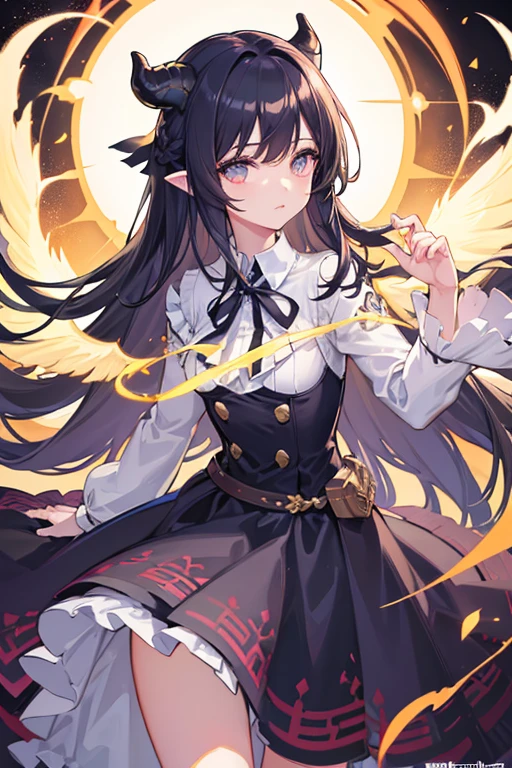 (Obra maestra:1.2), Mejor calidad, (illustration:1.2), (ultra detallado), hiper detalles, (delicado detallado), (detalles intrincados), (cinematic light, Mejor calidad Backlights), Delete line, solista, Cuerpo perfecto, (1 chica), anime a elegant girl fairy tale s wings, hat cap detailed glowing ribbon ultra detailed, style detailed, most beatiful, soft delicatessen hair,translucent dressing Phantom, long soft dressing, detailed glowing drawing(glowing color hands). black and white. Poster Original ink press octane render digital art stylized, standing in front of the with her magical sword and sword to release blue flame, cool black dregon tattoo on neck and who cut through infinity,floating above pits of lava as brimstone and smoke billows out from them and she who has touched the void, (constituir), alto contraste, (mejor iluminacion, un extremadamente creado y hermoso), (cinematic light), vistoso,