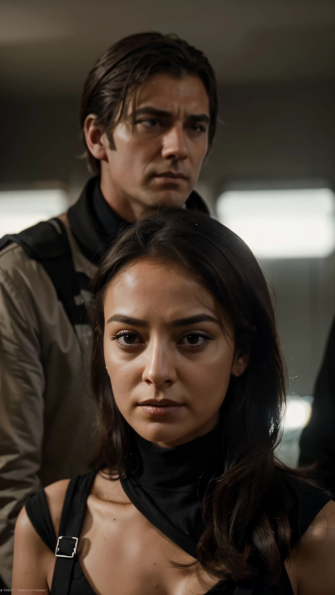 Description: Irulan grapples with conflicting emotions as she considers Paul's proposal. Her face is a mask of uncertainty, torn between duty to her father and her growing admiration for Paul's boldness.Visual: Irulan stands apart from the others, her gaze fixed on Paul as he makes his demand. Her expression is a mix of curiosity and apprehension, reflecting the inner turmoil caused by Paul's unexpected proposal.