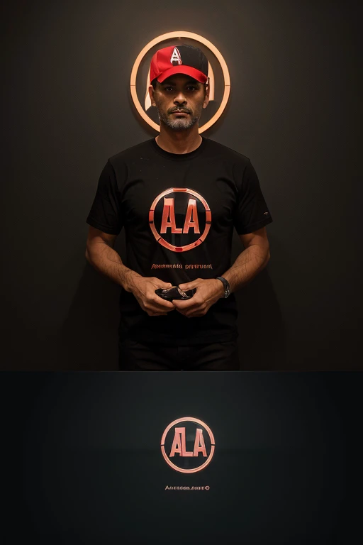 Create a logo for an electronics store called "Alfa Mercado" nas cores laranja e preto
