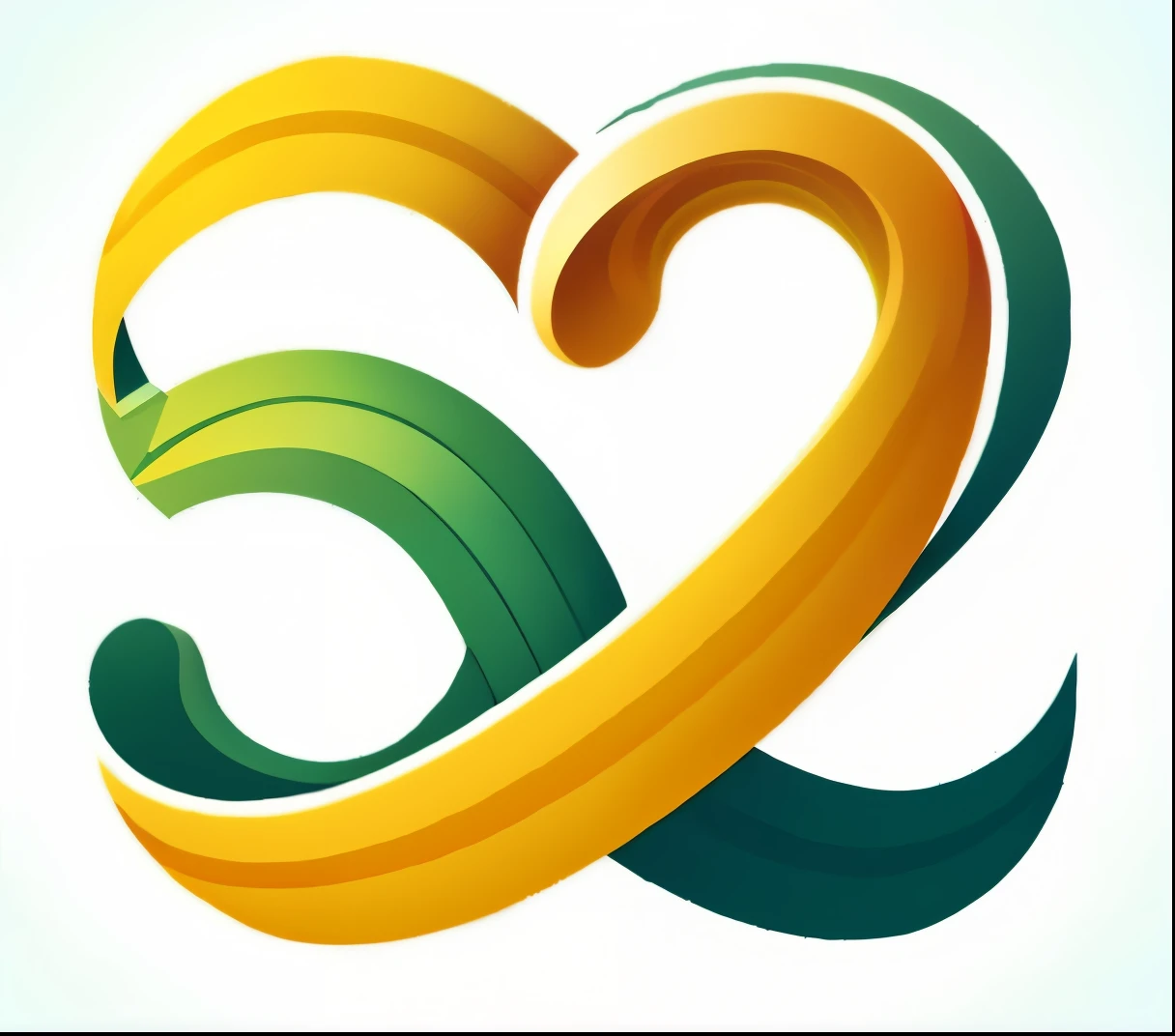 a green and yellow logo with a heart, logo vector art, 2 d vector logo, 3 d logo, smooth and clean vector curves, illustrated logo, logo without text, logo art, 2 5 6 x 2 5 6 pixels, 2d solid shape logo, hearts symbol, vector logo, green and yellow colors, created in adobe illustrator, abstract logo, logo design