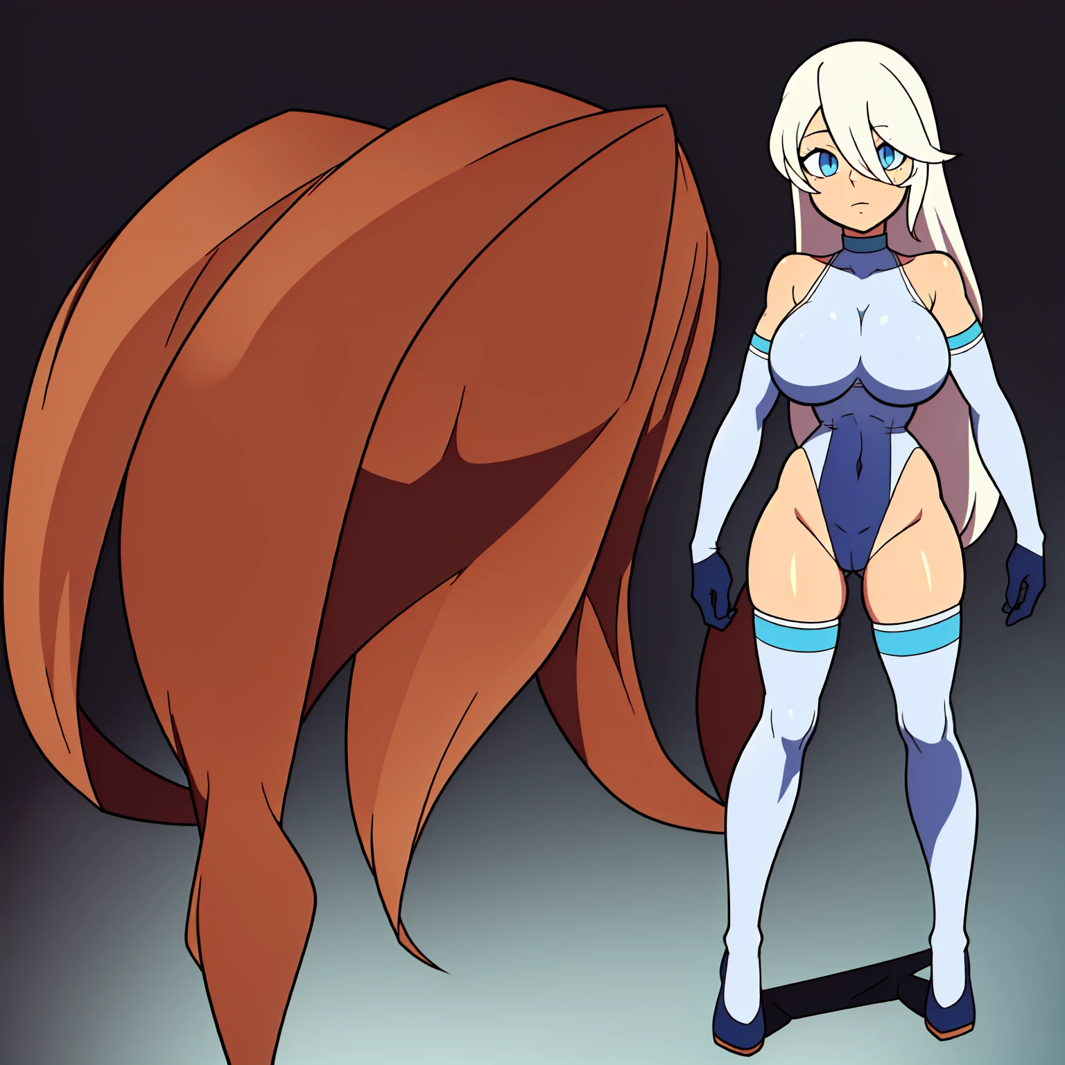 (alone Elisabeth Liones):2, (very transparent and tight leotard detailing breasts and shaved pussy):2, (very transparent blue leotard):2, cameltoe, muscular abs, wide hips, large breasts, full body view, highres, hair over one eye, jewelry, white thighhighs, bridal gauntlets, turtleneck, elbow gloves, (walking through a large center of a large city), embarrassed, (((alone, alone, alone, alone))), ulzzang-6500-v1.1, (raw photo:1.2), ((photorealistic:1.4)), an extremely delicate and beautiful, amazing, finely detail, extremely detailed CG unity 8k wallpaper, incredibly absurdres, huge filesize, ultra-detailed, highres, gorgeous detailed body, (extremely beautiful detailed eyes and face):1.5, light on face, cinematic lighting, ((best quality)), ((masterpiece)), professional artwork.
