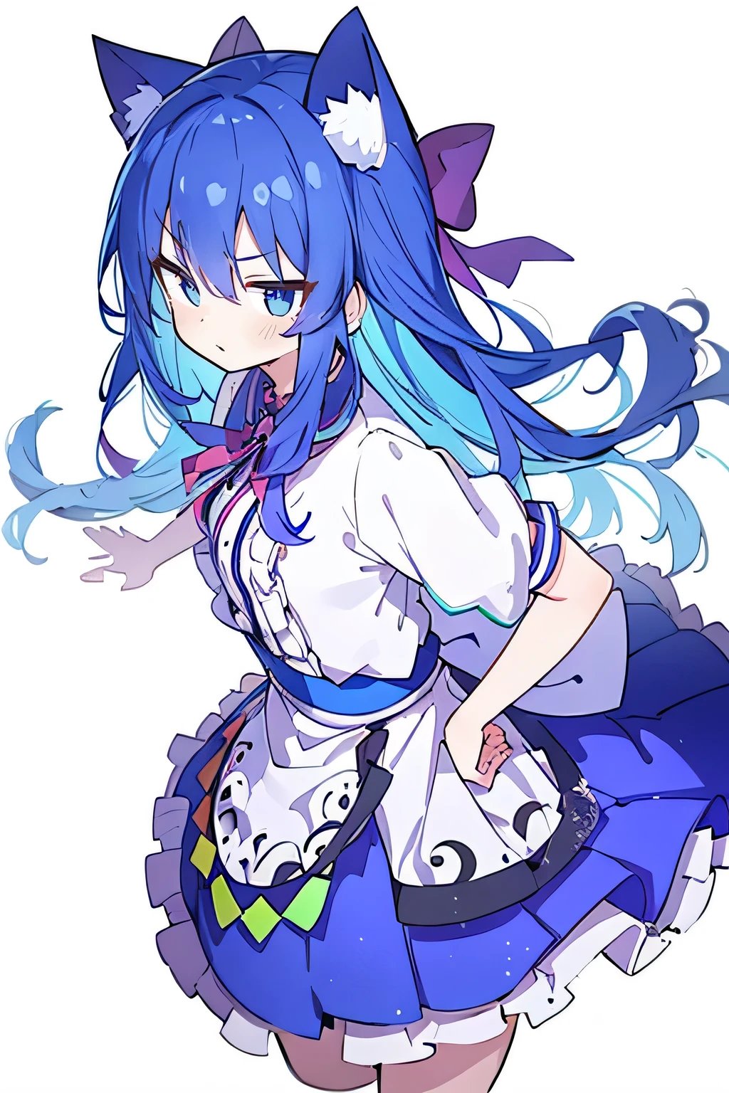 (masterpiece),best quality, expressive eyes, perfect face, 1girl,
Put your hands on your waist,fair, Gorgeous,Japanese cartoons,girl,lola,Hina Angel, blue hair, blue haired, floating clothes,Grab your waist, Grab your waist, hands on hips , hands on hips,sit, sit on ground, Legs on the ground, flat chest,cat ears,