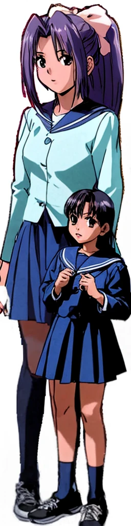 Momoko Koigakubo, a tall woman with beautiful legs, stands in a dark blue sailor uniform with a mini skirt.。