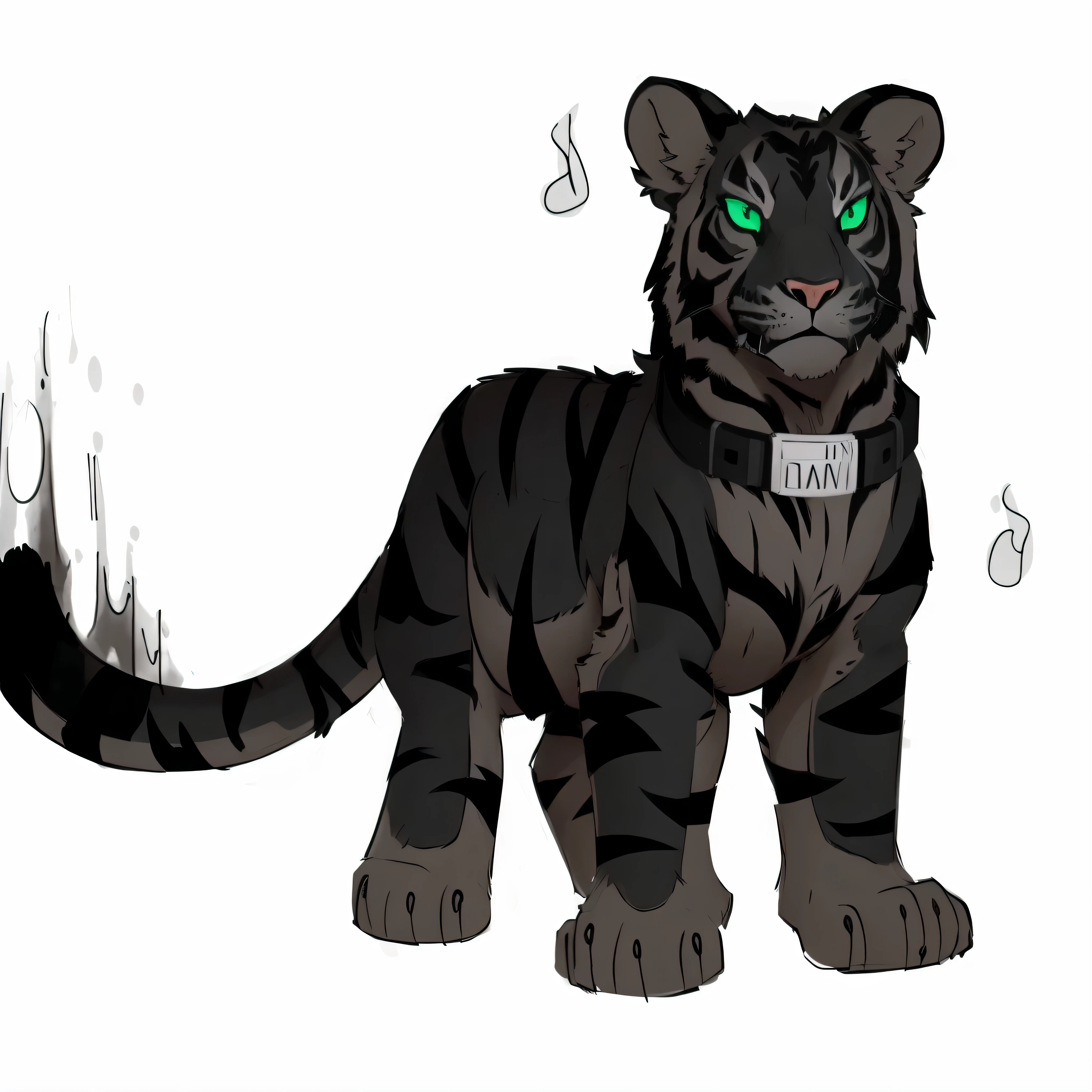 there is a drawing of a tiger with green eyes, acceptable character, suitable for the whole body, anthropomorphic tiger, ((tiger)), fursona commission, Realistic anime cat, full commission for, Fan art of warrior cats, high resolution commission, thick black line drawing, ashen fur from Warrior Cats, high quality color sketch, Furry Art Commission Furson