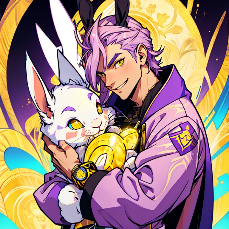 Rabbit Male , yellow eyes, Light Purple body ,Smile 