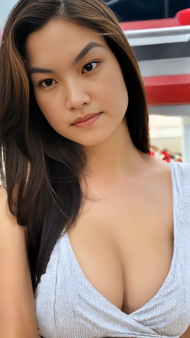 a beautiful asian girl with medium round breasts, small tits, wearing earrings, trendy hairstyles, highly detailed, intricate details, realistic, photorealistic, cinematic lighting, vibrant colors, glowing skin, masterpiece, 8k, ultra-detailed