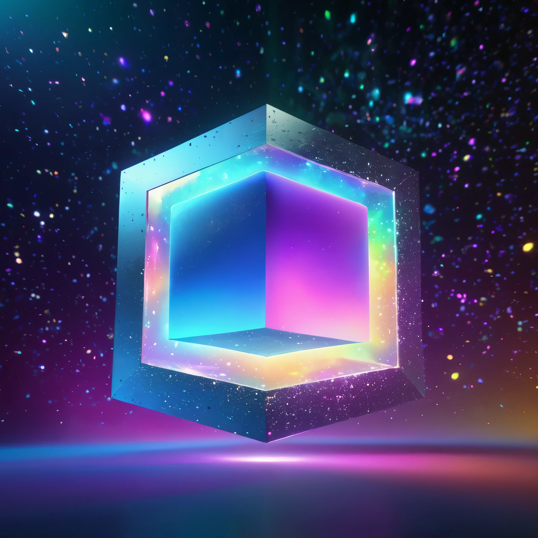 best quality,4k,8k,highres,masterpiece:1.2,ultra-detailed,realistic:1.37,giant square object floating in space,metallic,shiny surface,sharp edges,smooth texture,futuristic aspect,glowing lights,colorful holographic projections,ethereal atmosphere,cosmic backdrop,mysterious shadows,dimly lit environment