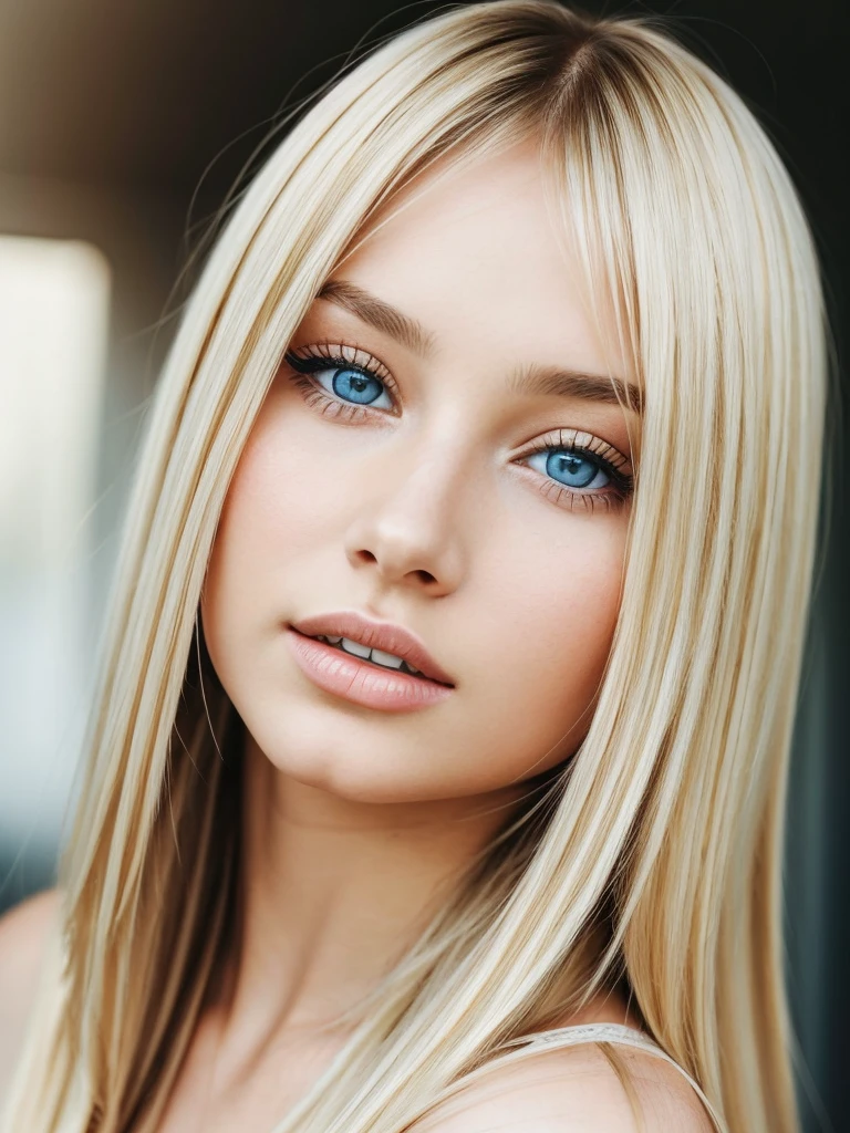 Woman with super long blonde silky straight hair and blue eyes is taking pictures, gorgeous young model, Portrait Sophie Mudd, beautiful female model, cute young woman, Very beautiful bangs、Light illuminating shiny cheeks、Very beautiful young woman, portrait of a beautiful model, Beautiful young girl, Beautiful young woman, a photography of a beautiful woman, face perfect, 16-year-old female model, Beautiful young face, Beautiful blonde girl