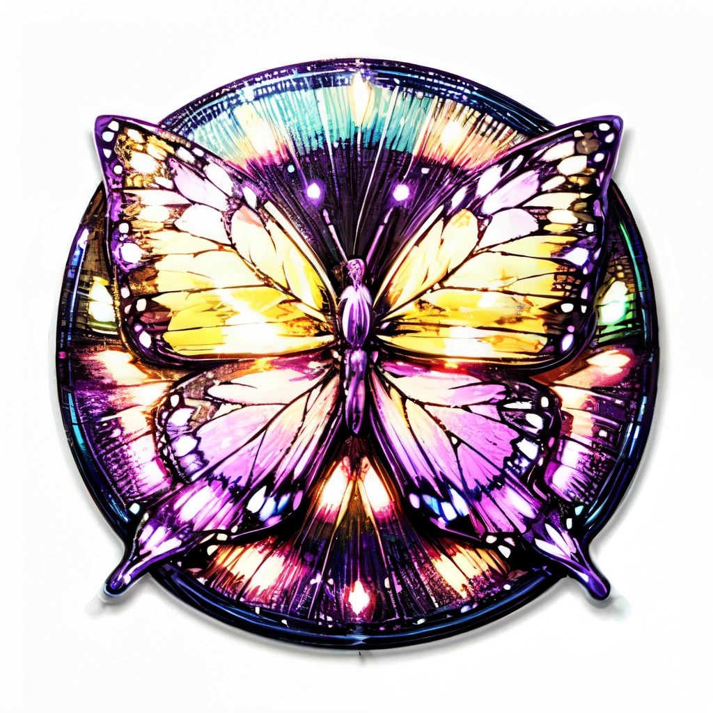 Butterfly, white background, neon butterfly, sticker, purple butterfly, graceful butterfly, Glass butterfly, elaborate butterfly,