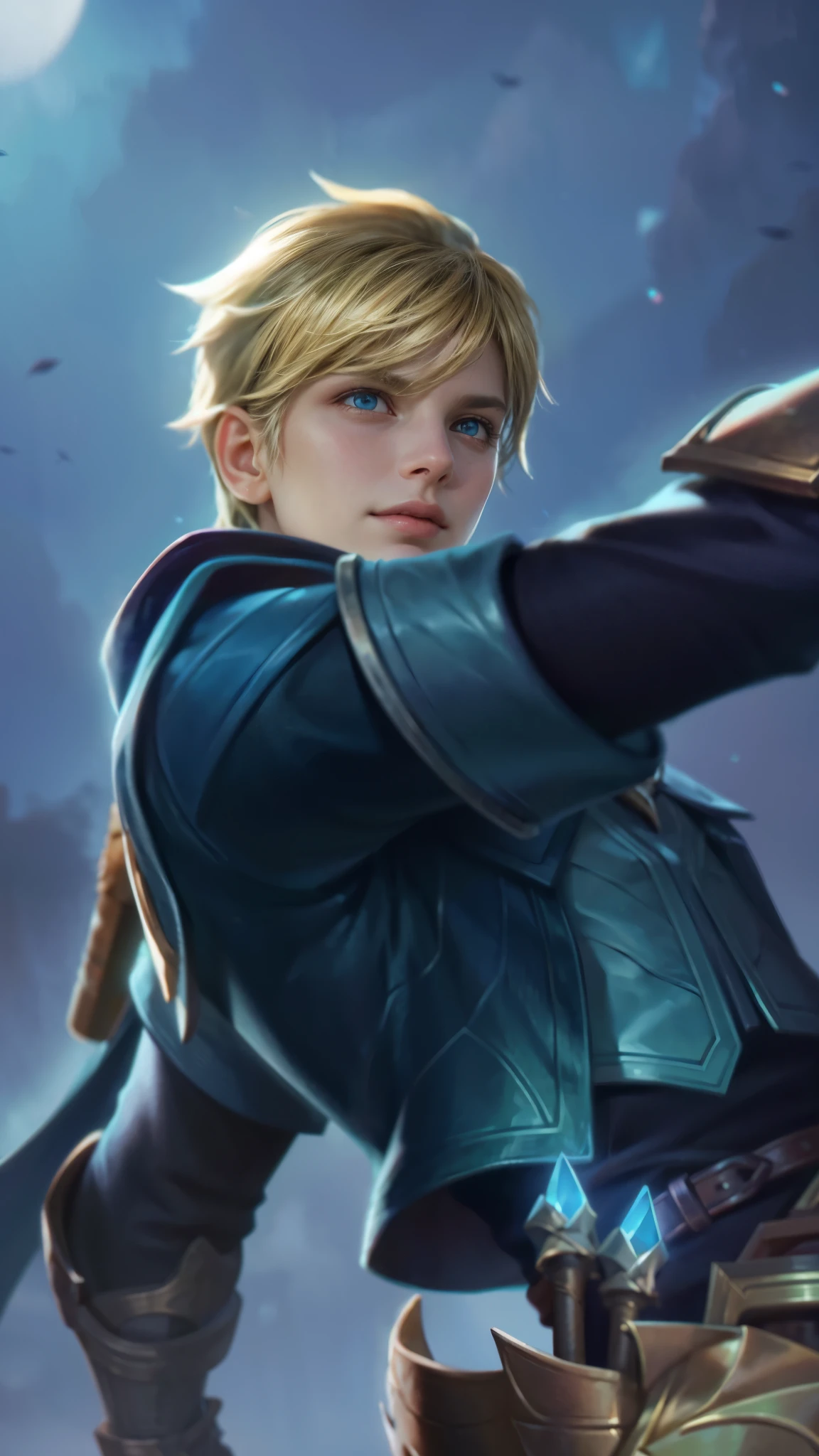 a close up of a person holding a sword in a field, masculine male, masterpiece, ((perfect eyes)) best quality, (semirealism:1.9), beautiful lighting, (extremely detailed CG unity 4k fhd wallpaper), High Detail, Sharp focus, dramatic outdoors, 1 boy ,19 years old, brown hair, light purpel eyes, 8k, ultra hd, ultra detailed texture, hyper realistic, masterpiece, detailed texture, detailed face, detailed skin, detailed lighting, (photorealistic:1.5), best quality, beautiful lighting, cinematic lighting, professional lighting, ultra highres, realistic, detailed hair, real hair, high quality, (realskin:1.5), extremely detailed, finely detail, ultra-detailed, smile