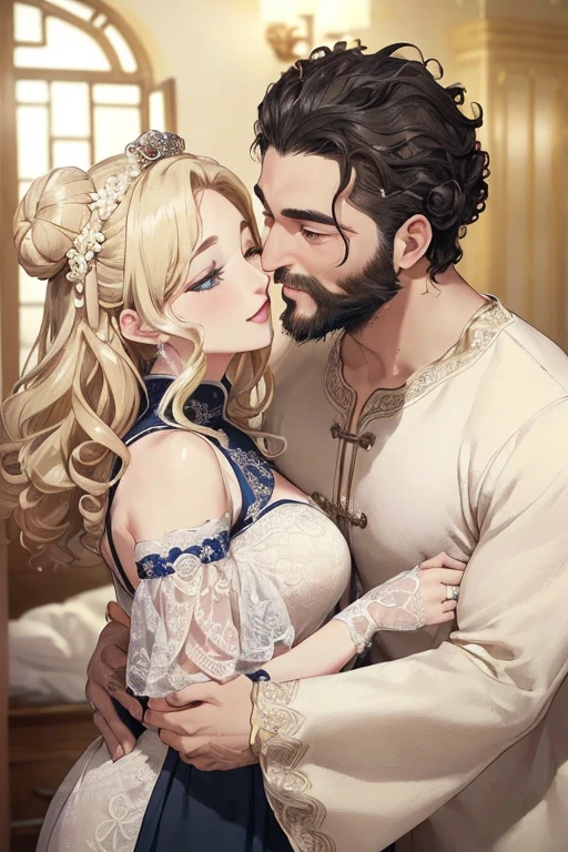 ((highest quality)), ((masterpiece)), (be familiar with),
((perfect face、white woman、Enchanted body、blonde、blue eyes、luxurious ornaments、pregnancy、Bun head、Curly coat))
((husband、male、black hair、China人、Ugly、fat、elder、eldermale、China人male性、beard、dirty old man)
kiss、China、China、Engagement Rings、Curly coat、maleと女、love each other、Embrace each other、Happy Family、hug、marriage、marriage式、luxury room