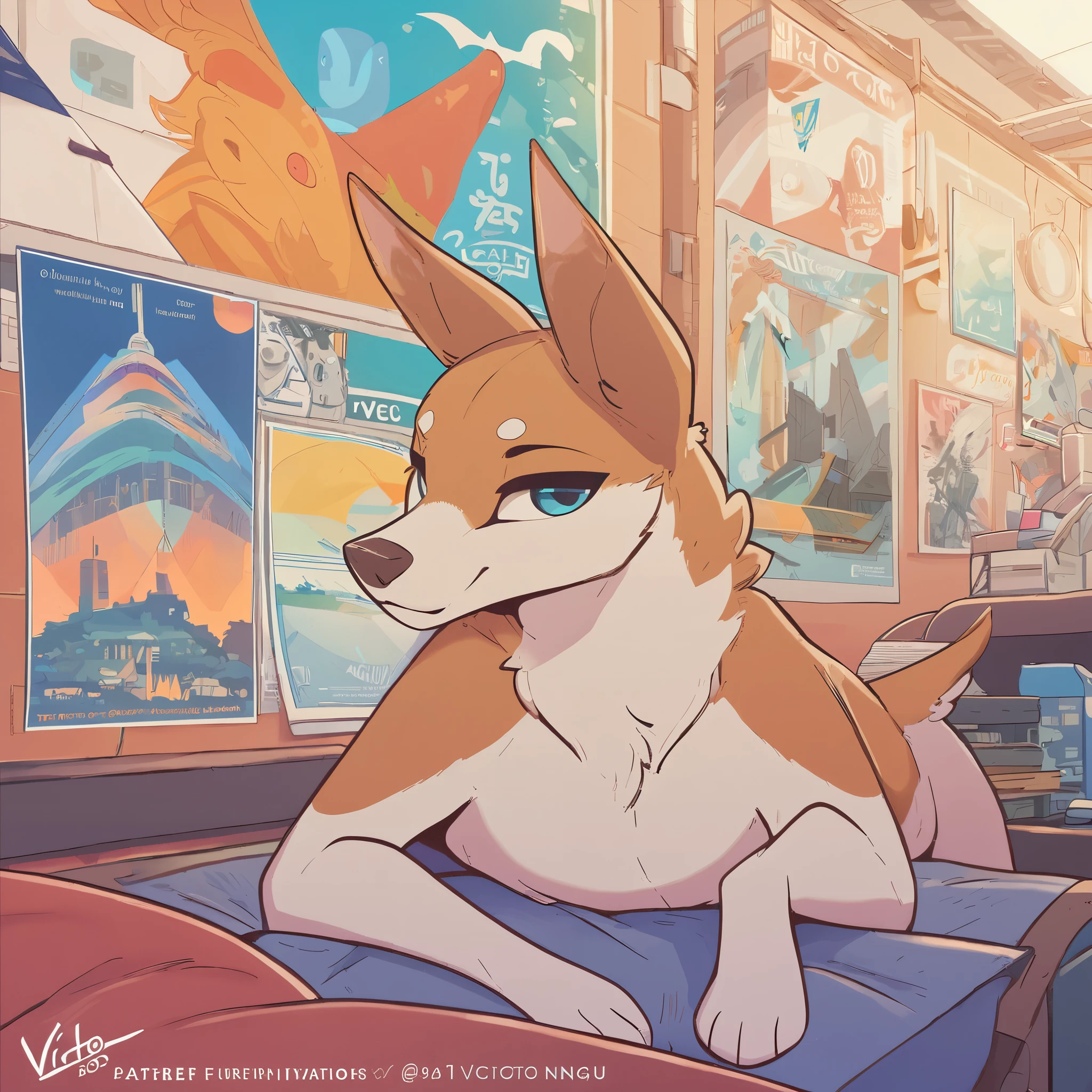 top quality, best quality, poster, rzminjourney, vector-art, High-quality illustrations by Victo Ngai(angelic cute dog)masterpiece, logo mark, round,