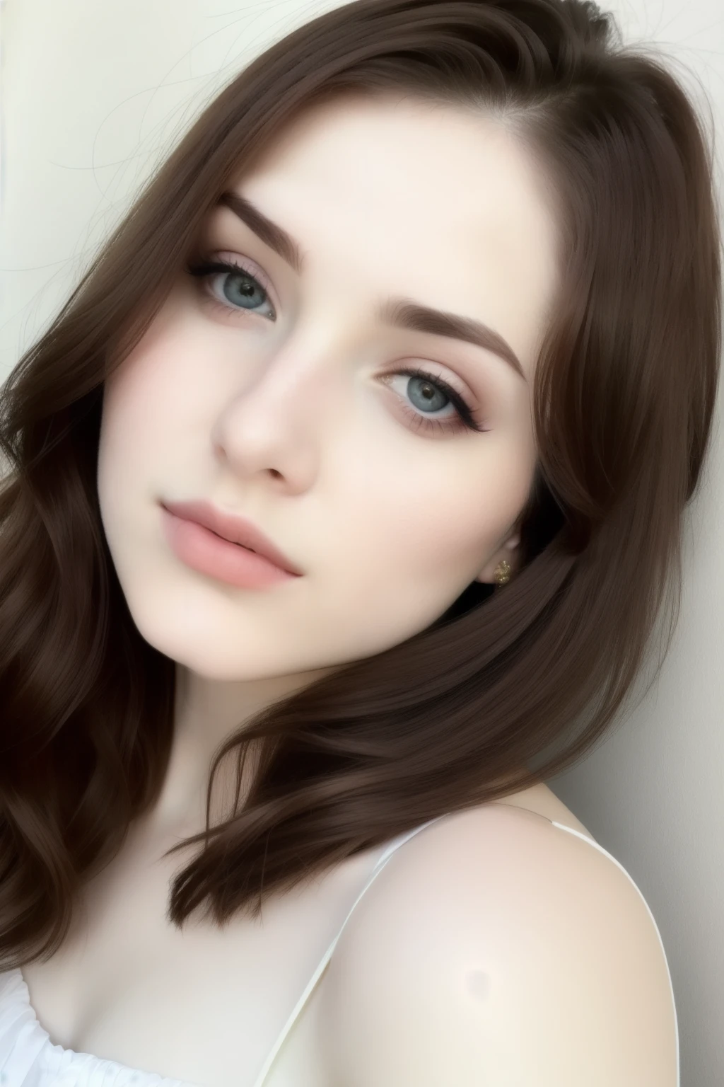Beautiful Ultra Realistic Woman, pale skin, full lips