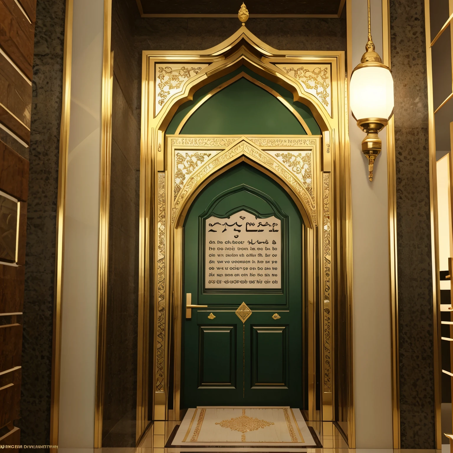 text "selamat hari raya idul fitri, mohon maaf lahir dan bathin", realistic text, islamic modern, 3d