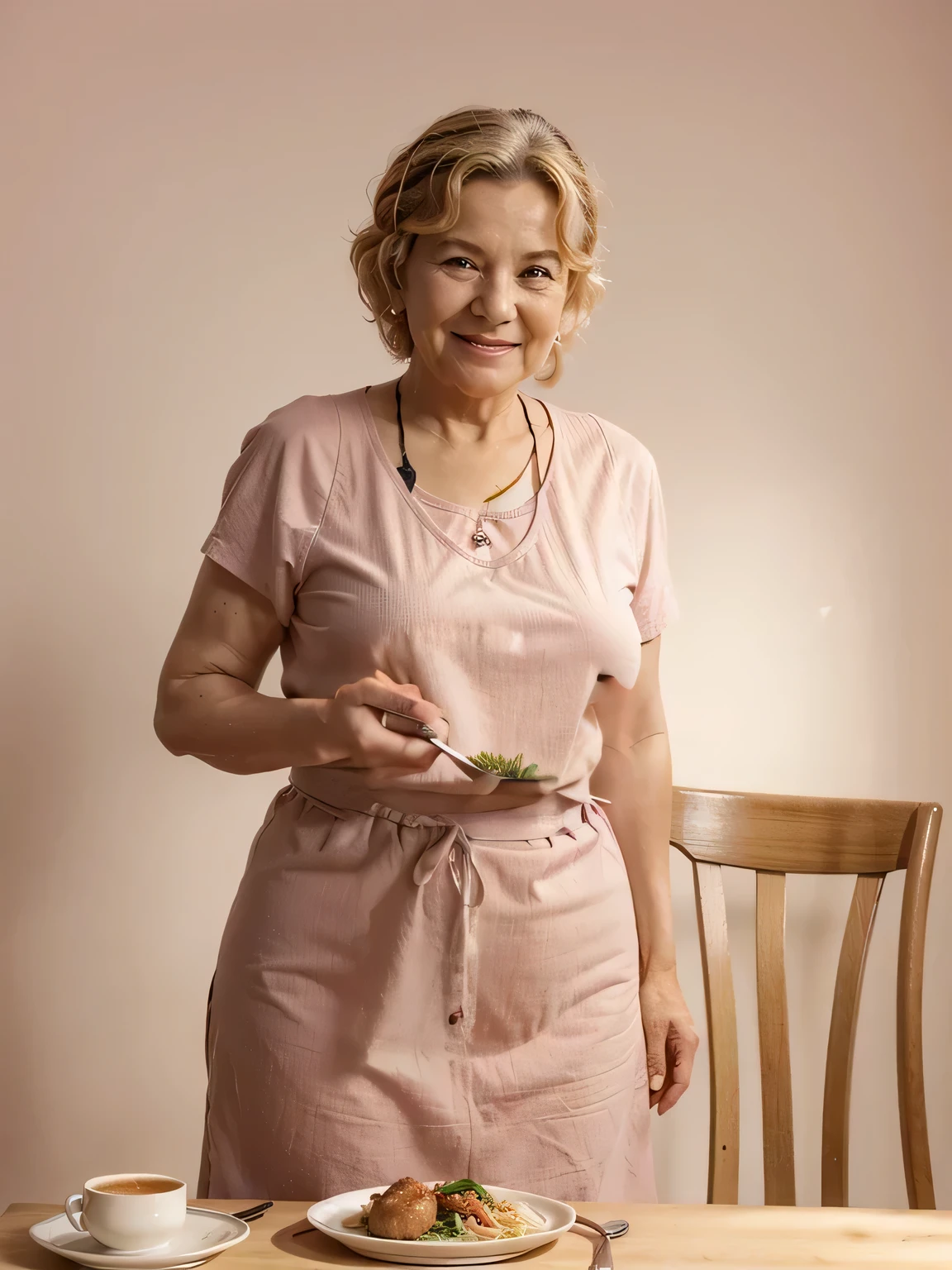 holding a fork with a cutlet