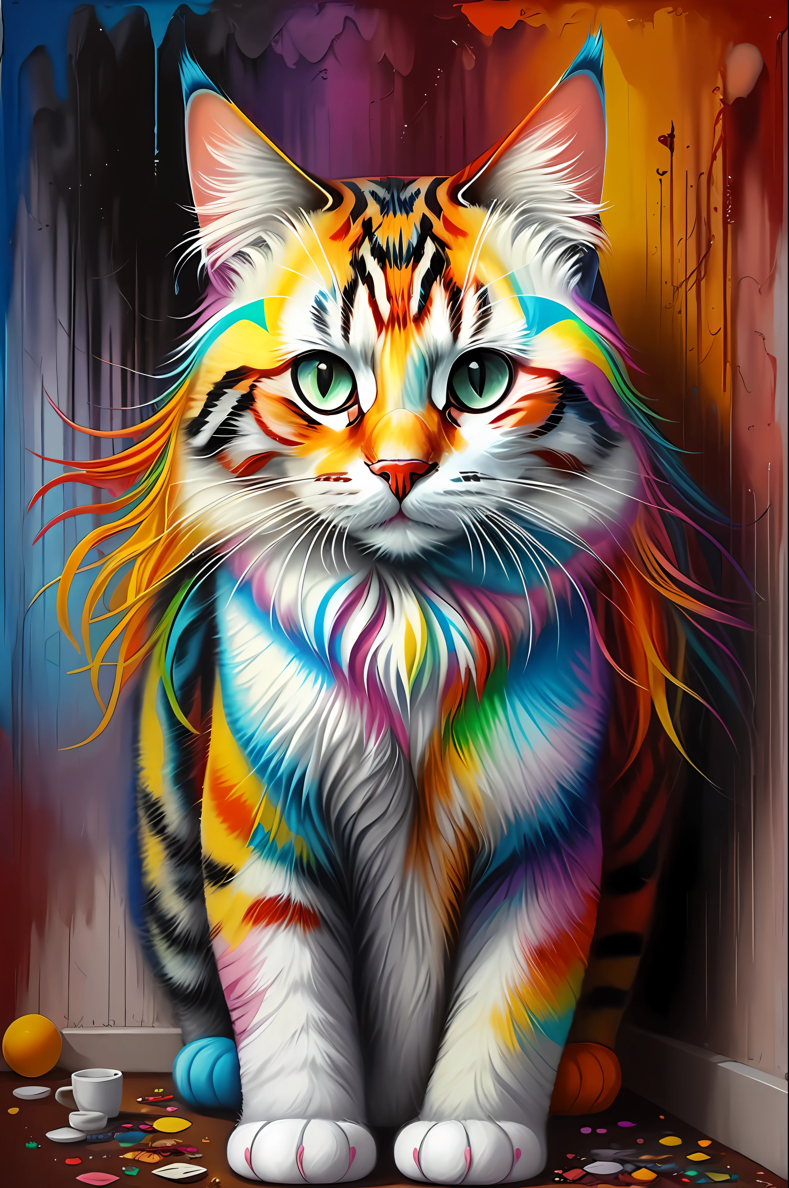 (Cat ragamuffin ), Eduardo Kobra padding ,wall PORTRAIT multidimensional geometric, art, chibi,
yang016k, beautiful, colorful,
masterpieces, top quality, best quality, official art, beautiful and aesthetic,